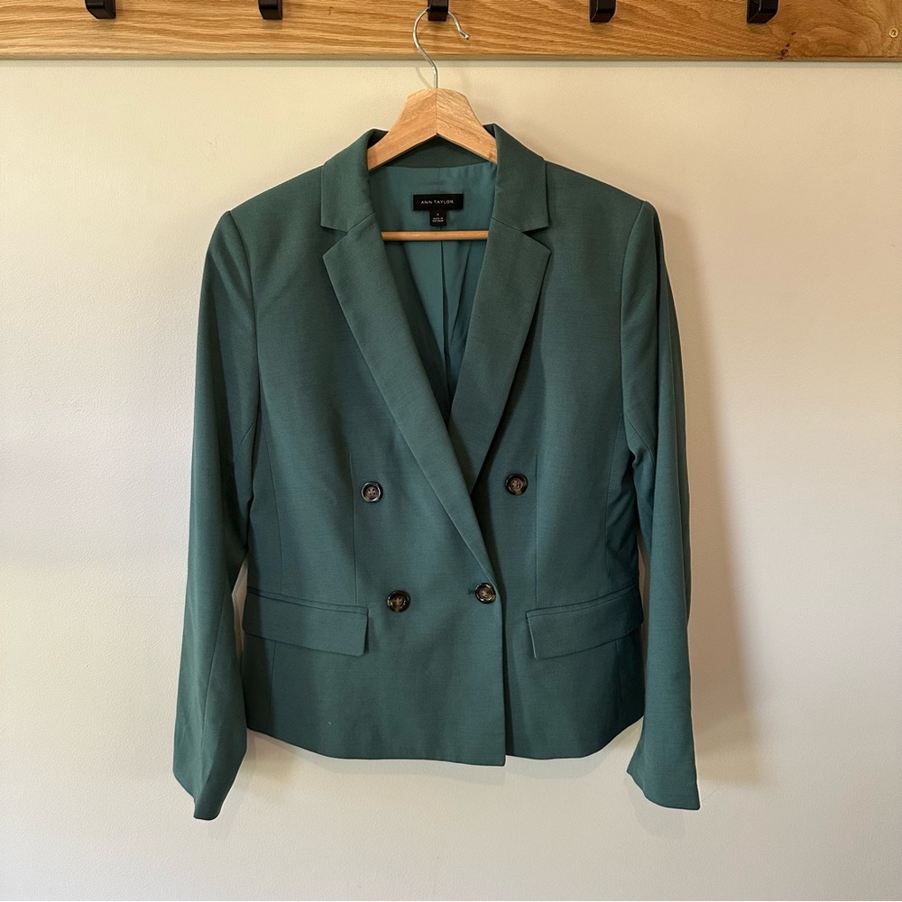 Ann Taylor Forest Green Double-Breasted Blazer